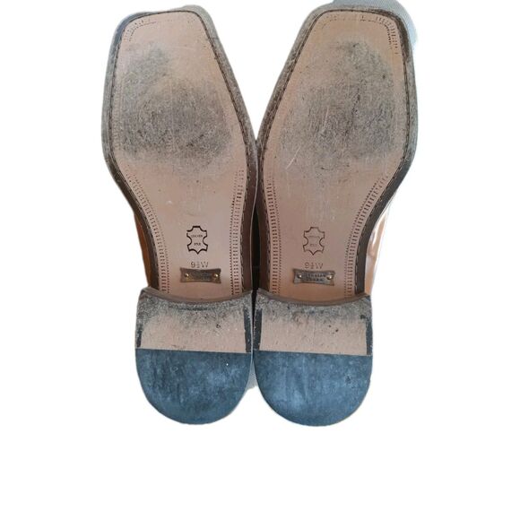 Giorgio Brutini Mens Derby Dress Shoes 9.5W Cognac Square Toe Genuine Snakeskin - Picture 11 of 12